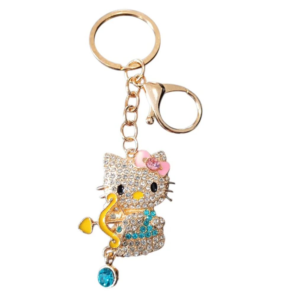 Hello Kitty Character Rhinestone Cupid Valentine's Key Chain Purse Charm Blue